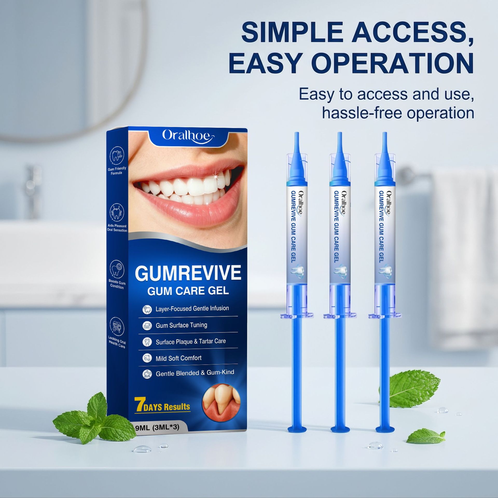 Teeth Whitening Gel Syringes - Oral Care Gel 3Pcs Gum Cleaning